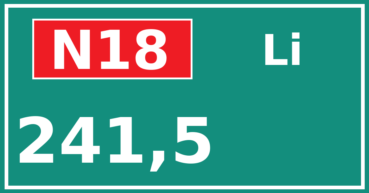 Hectometerbord N18 241,5 zijde Li