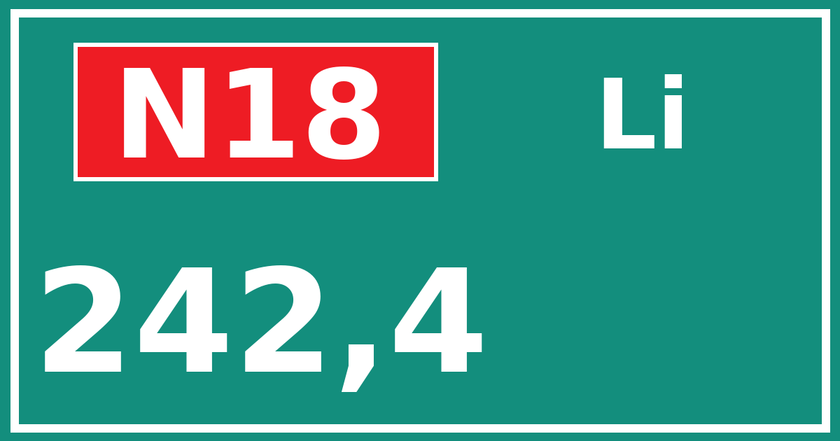 Hectometerbord N18 242,4 zijde Li