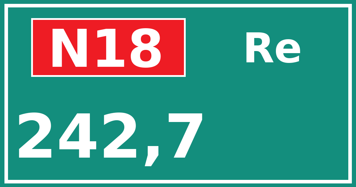 Hectometerbord N18 242,7 zijde Re