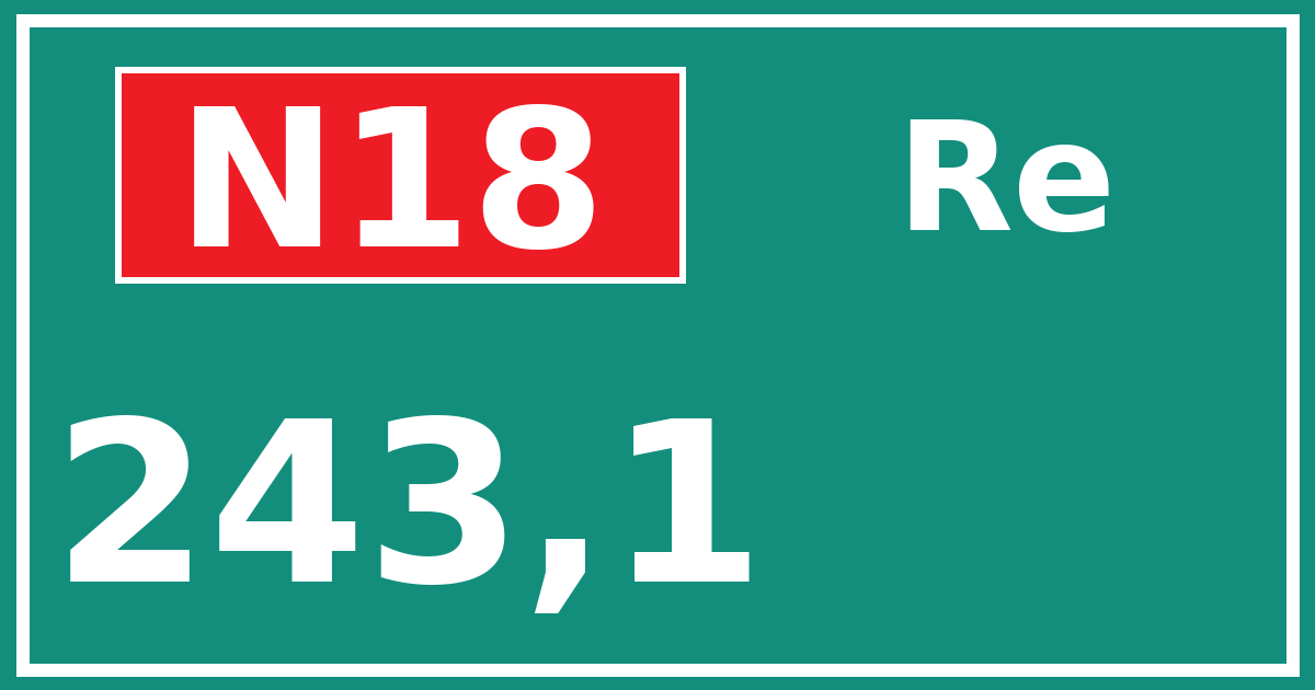 Hectometerbord N18 243,1 zijde Re