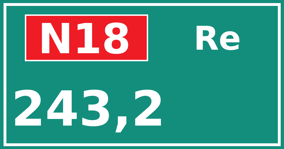Hectometerbord N18 243,2 zijde Re