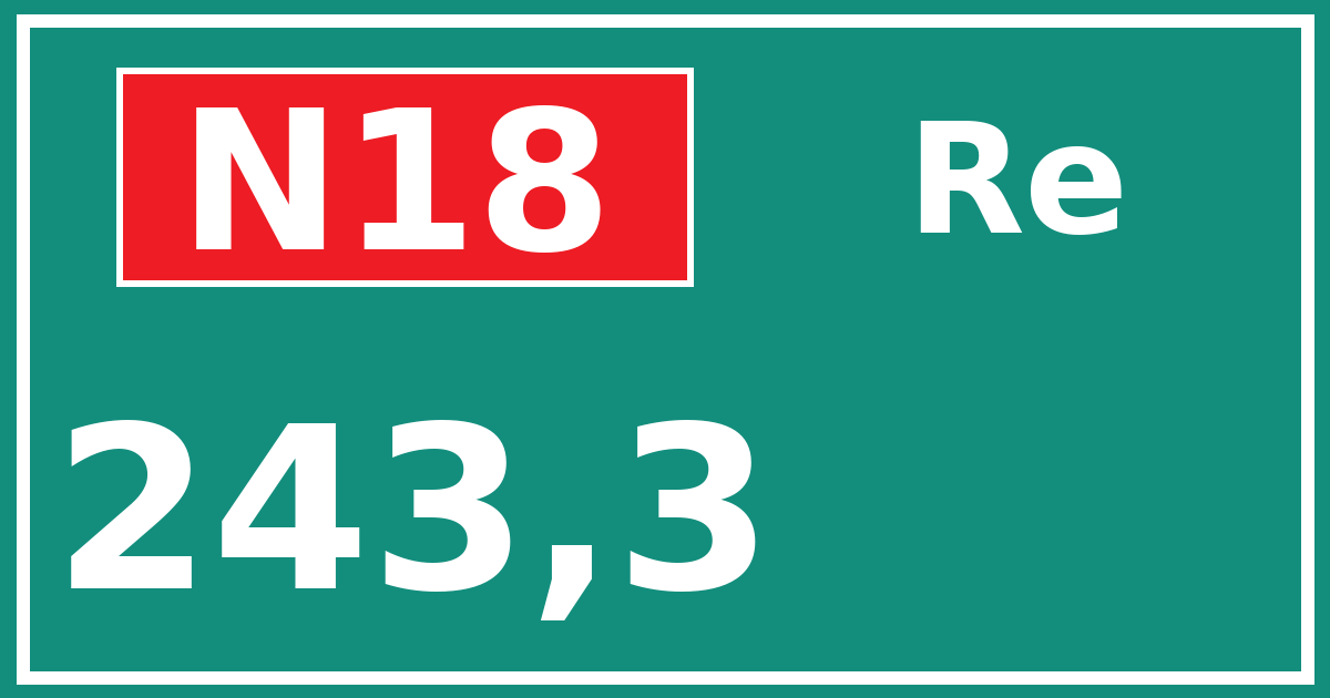 Hectometerbord N18 243,3 zijde Re
