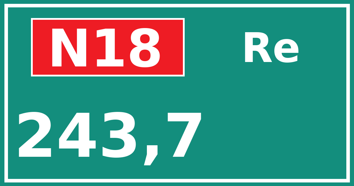 Hectometerbord N18 243,7 zijde Re