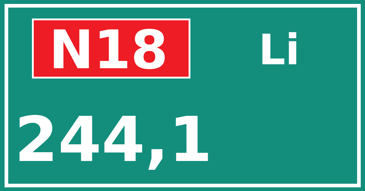 Hectometerbord N18 244,1 zijde Li
