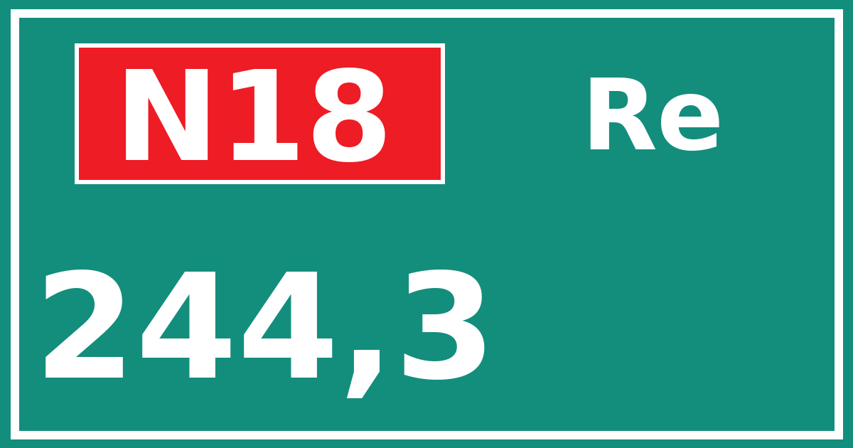 Hectometerbord N18 244,3 zijde Re