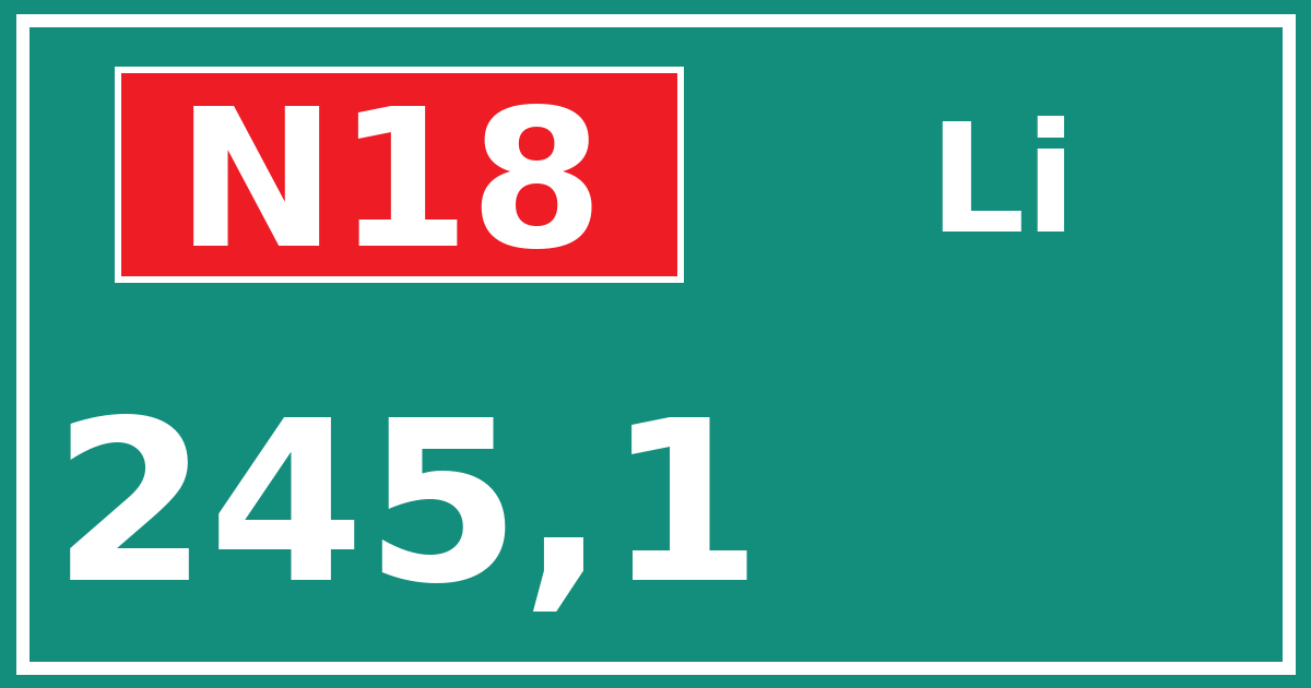 Hectometerbord N18 245,1 zijde Li