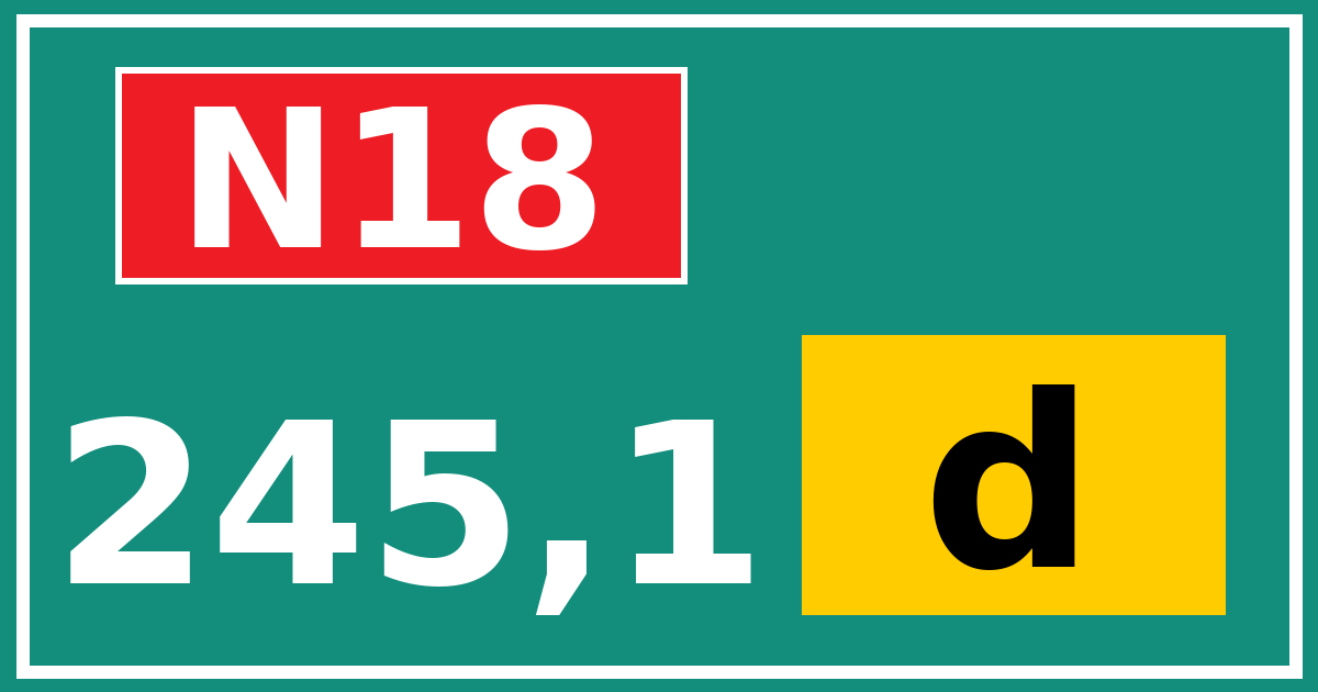 Hectometerbord N18 245,1 letter d