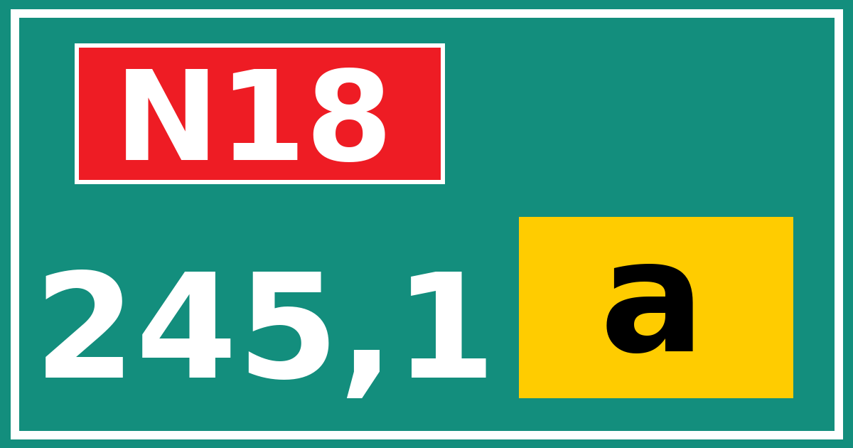 Hectometerbord N18 245,1 letter a
