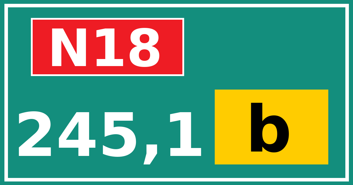 Hectometerbord N18 245,1 letter b