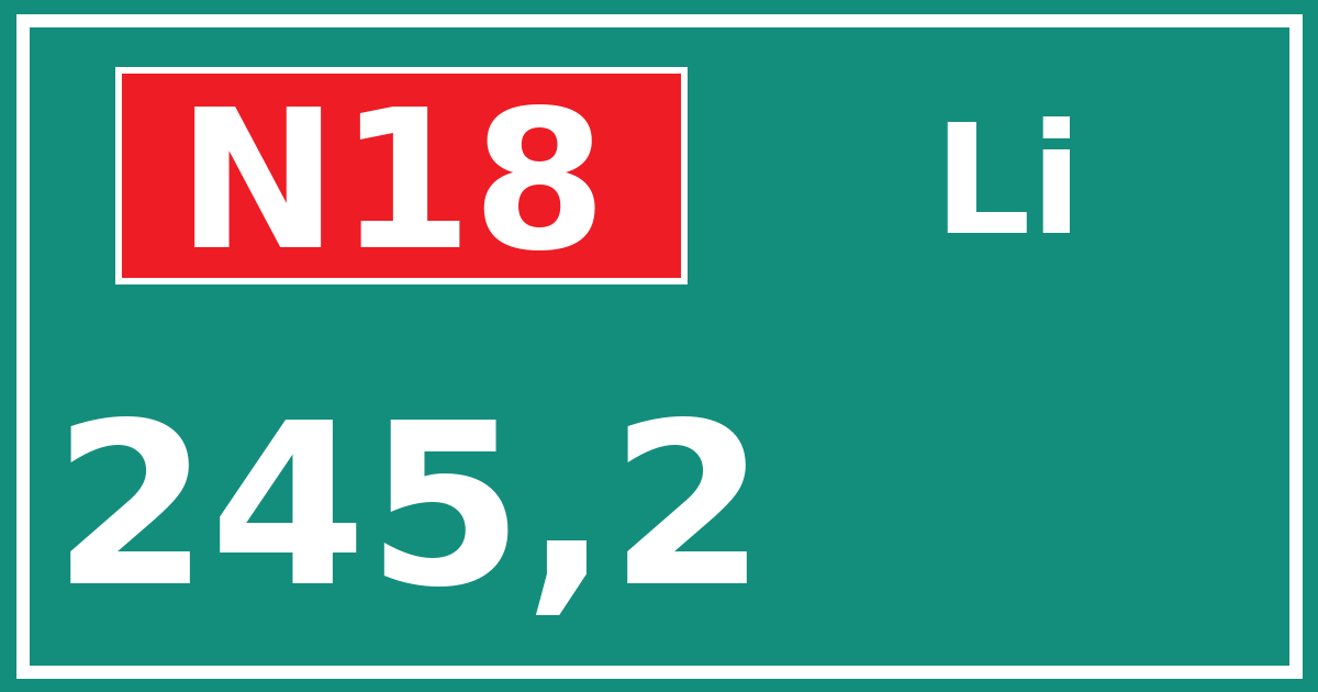 Hectometerbord N18 245,2 zijde Li