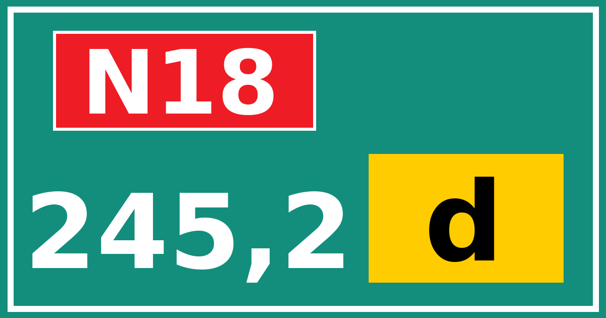 Hectometerbord N18 245,2 letter d