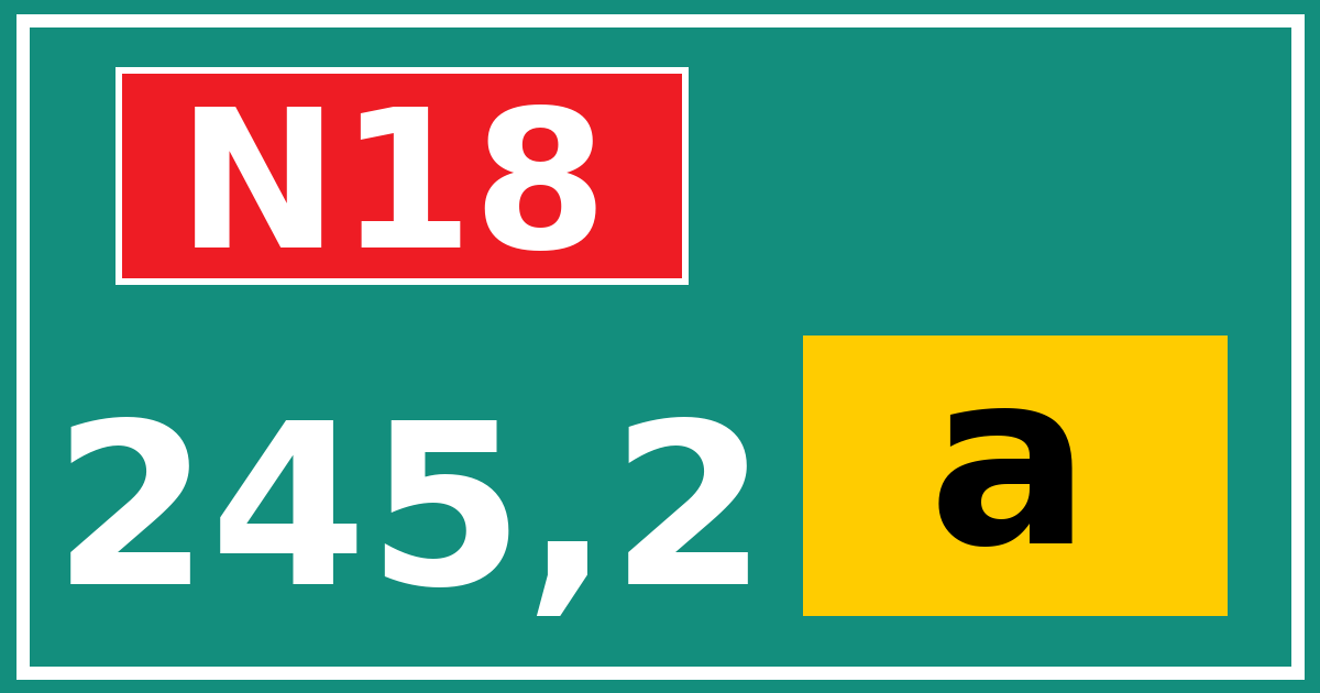 Hectometerbord N18 245,2 letter a