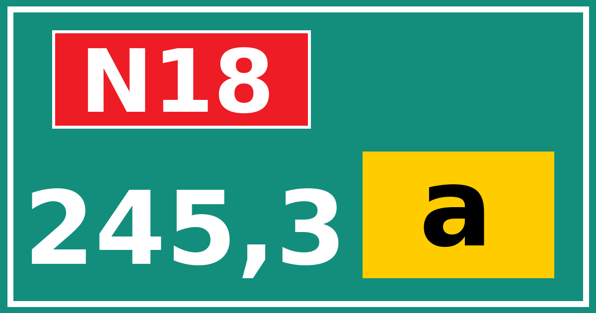Hectometerbord N18 245,3 letter a