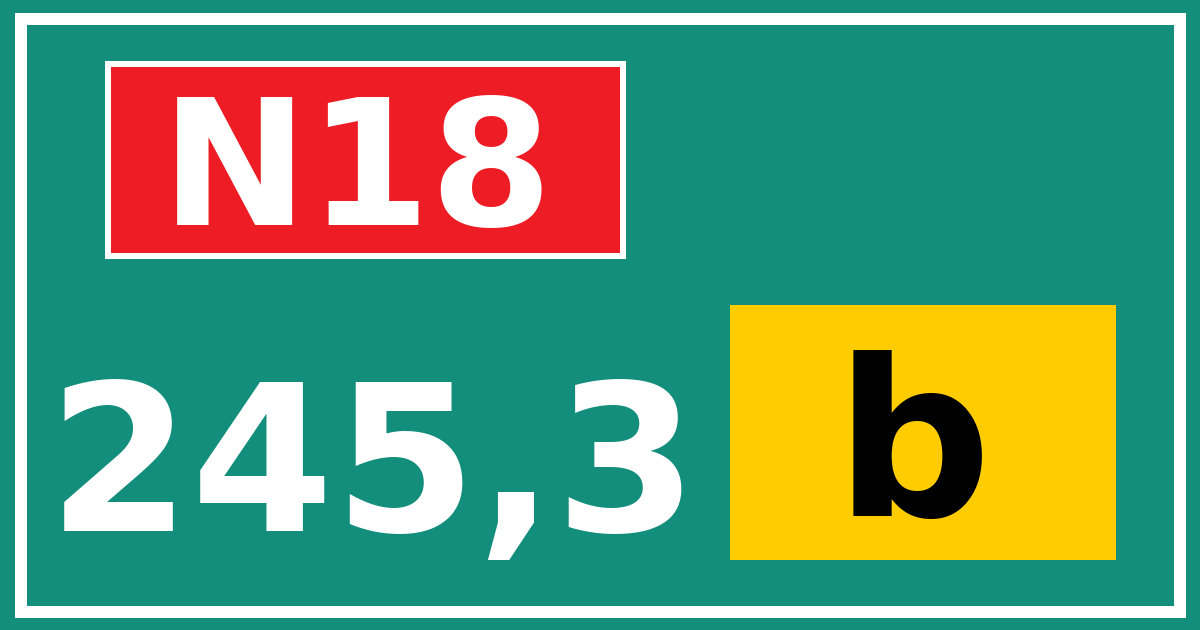 Hectometerbord N18 245,3 letter b
