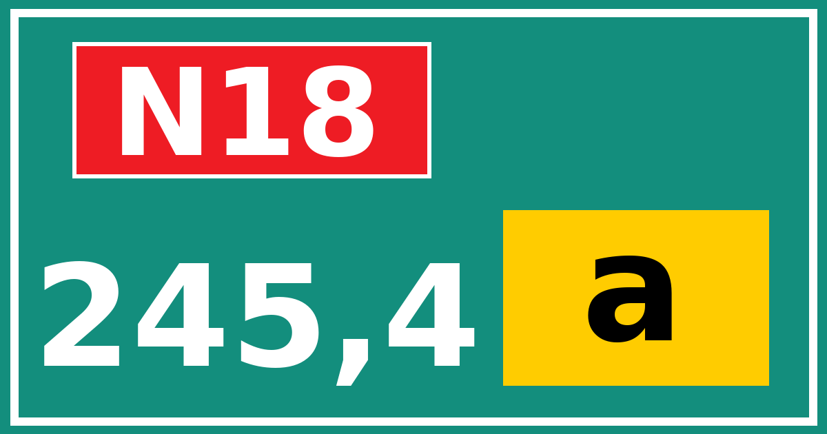 Hectometerbord N18 245,4 letter a