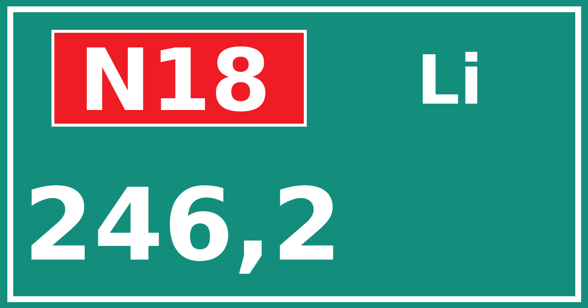 Hectometerbord N18 246,2 zijde Li