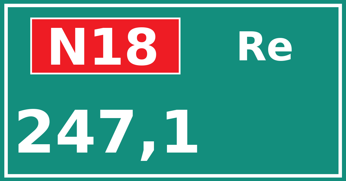Hectometerbord N18 247,1 zijde Re