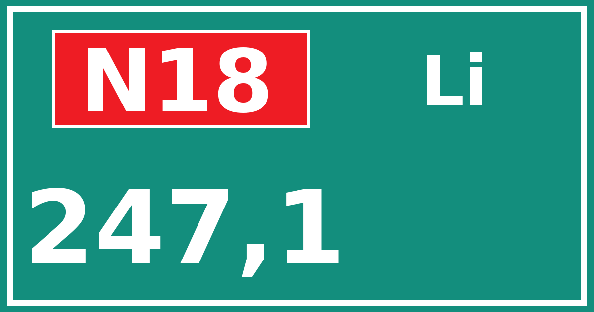 Hectometerbord N18 247,1 zijde Li