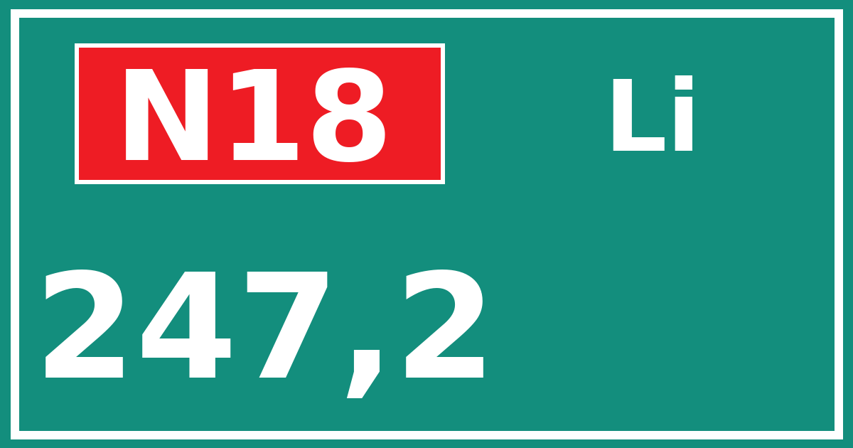 Hectometerbord N18 247,2 zijde Li
