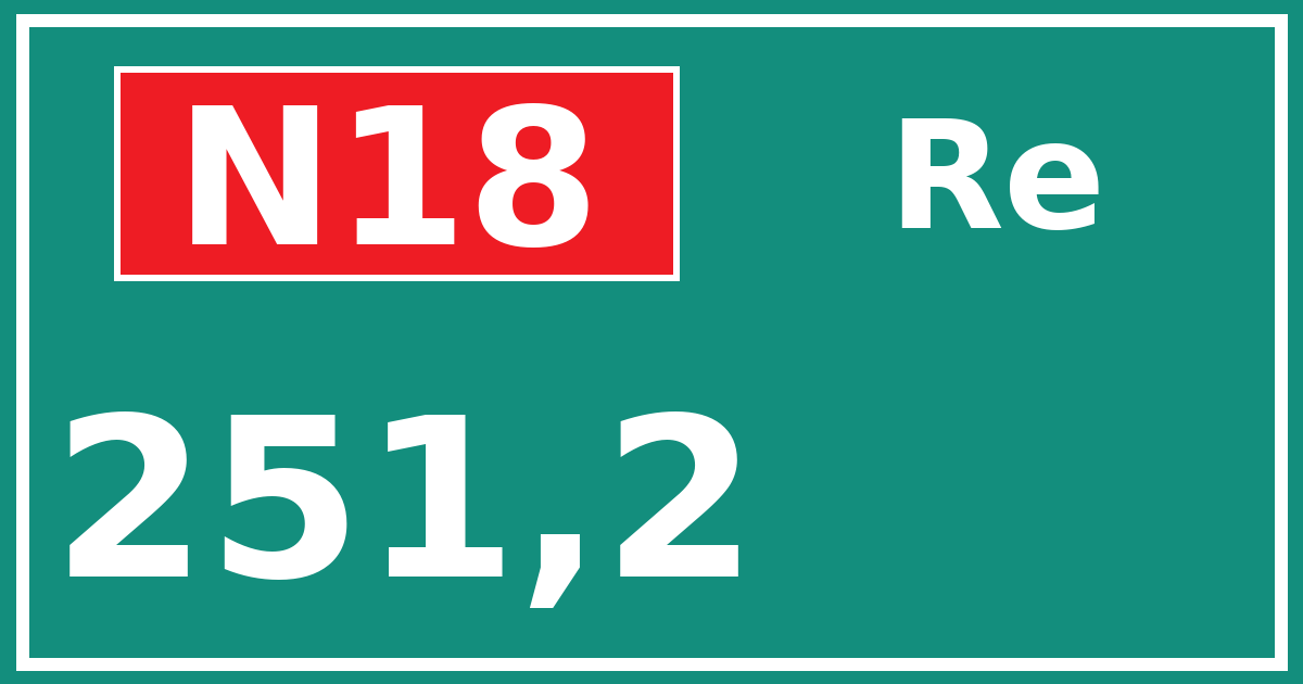 Hectometerbord N18 251,2 zijde Re