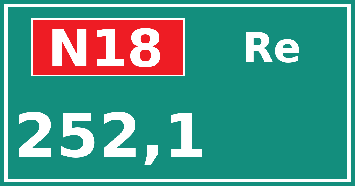 Hectometerbord N18 252,1 zijde Re