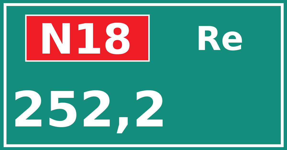 Hectometerbord N18 252,2 zijde Re