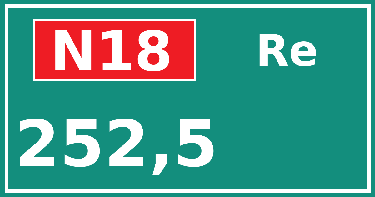 Hectometerbord N18 252,5 zijde Re