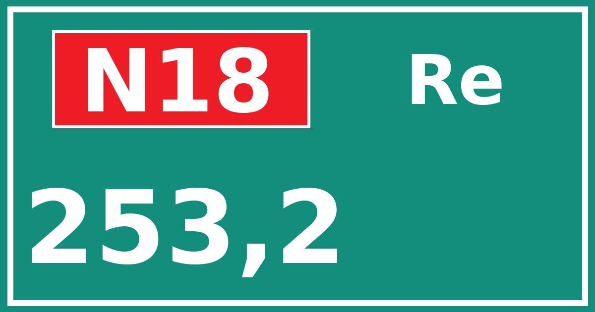 Hectometerbord N18 253,2 zijde Re