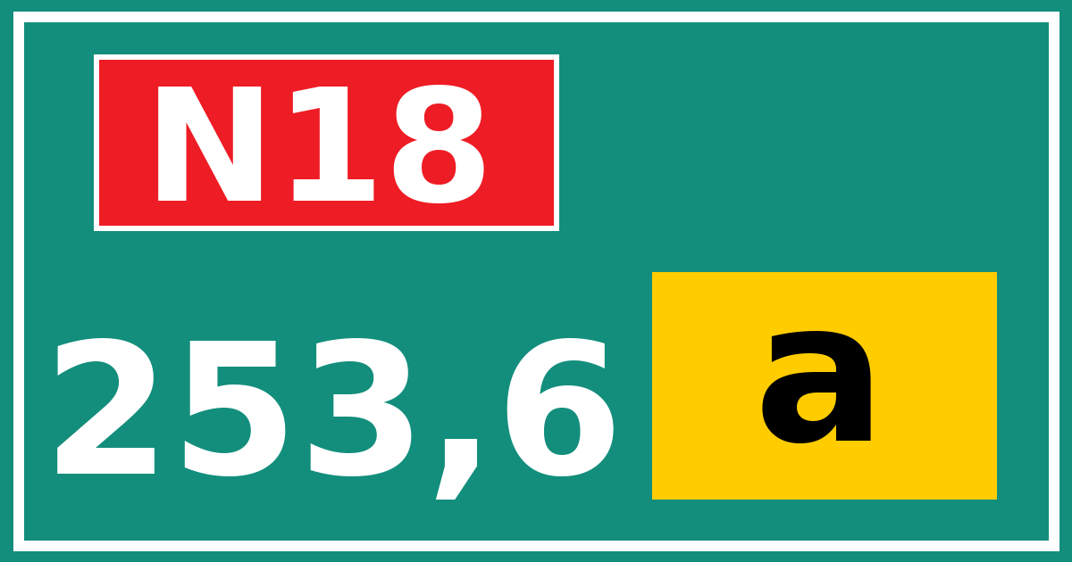 Hectometerbord N18 253,6 letter a
