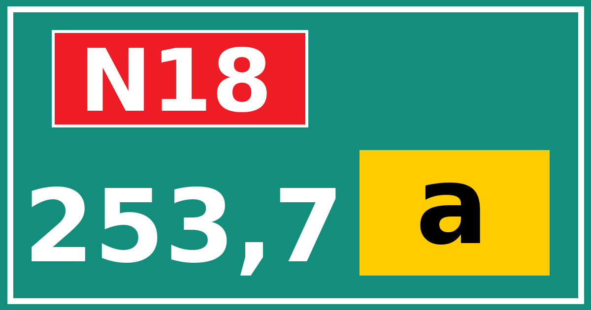Hectometerbord N18 253,7 letter a