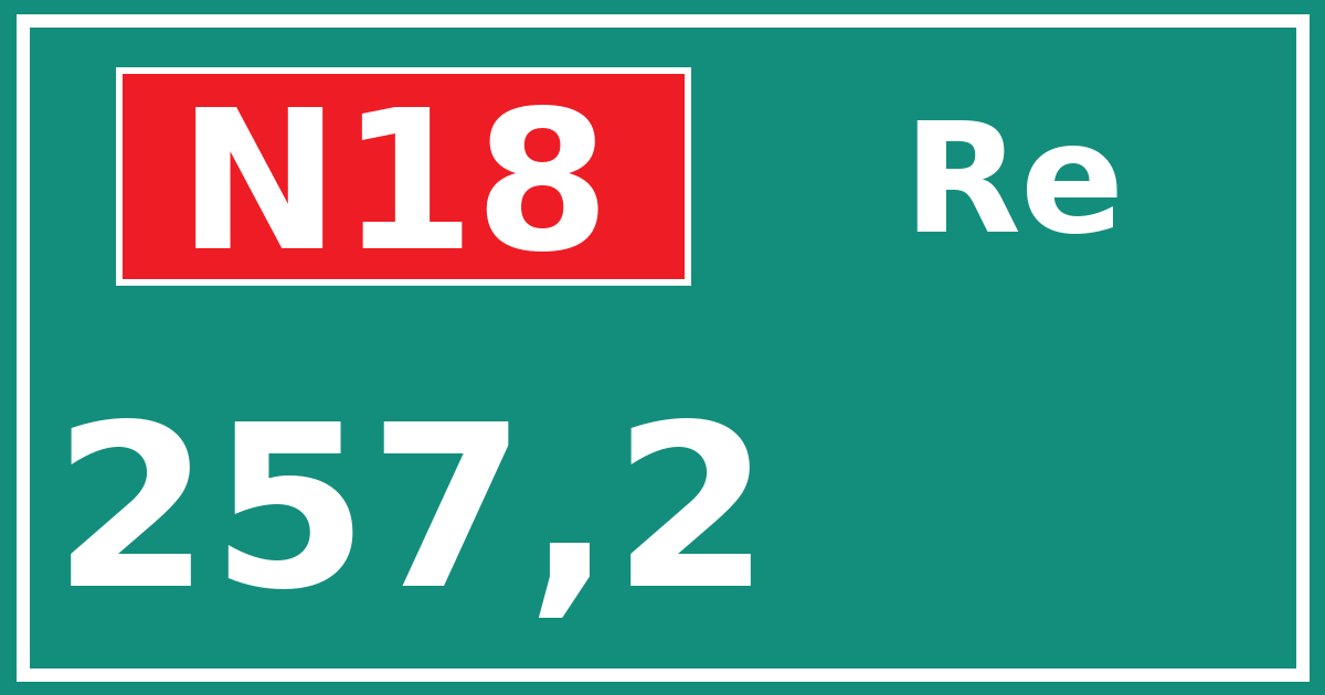 Hectometerbord N18 257,2 zijde Re
