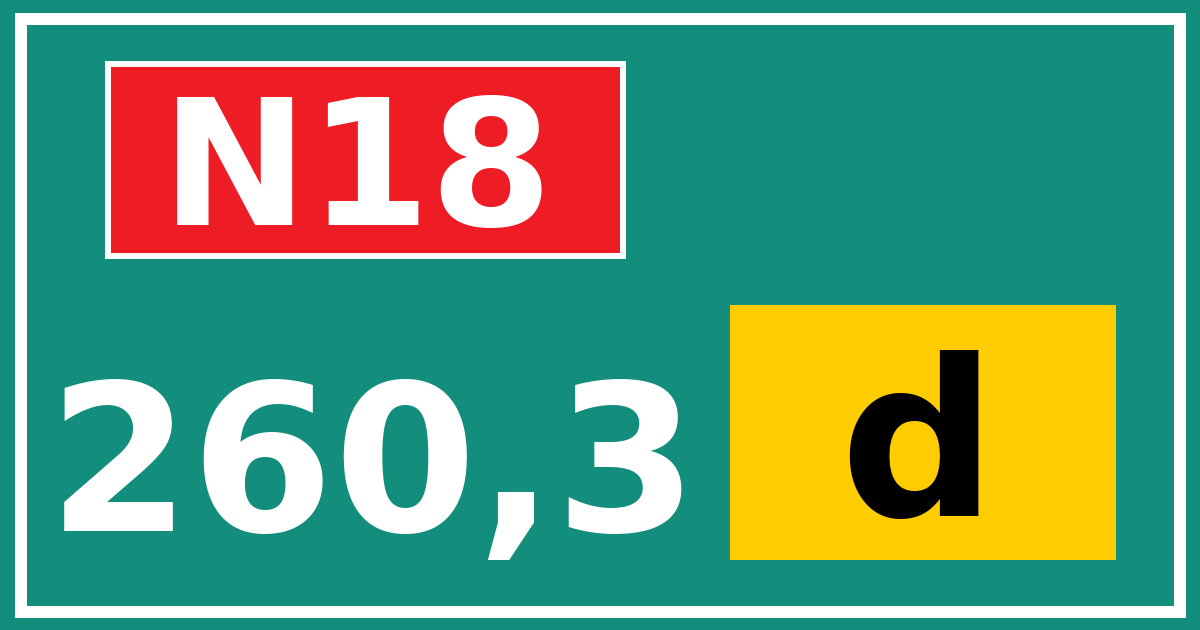 Hectometerbord N18 260,3 letter d