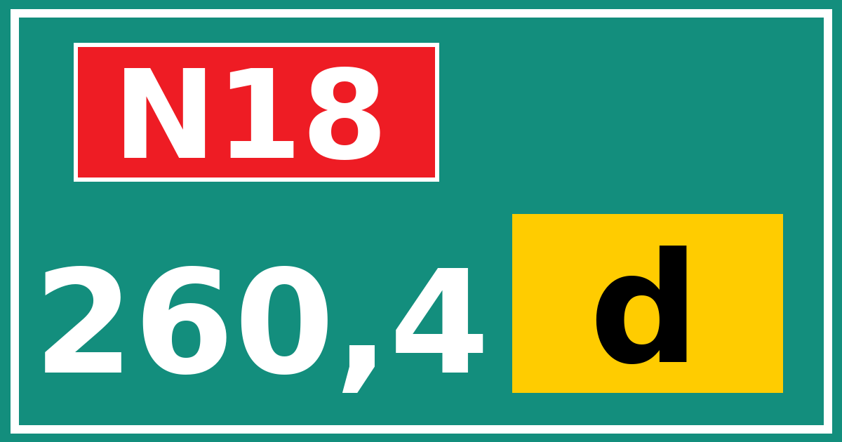 Hectometerbord N18 260,4 letter d