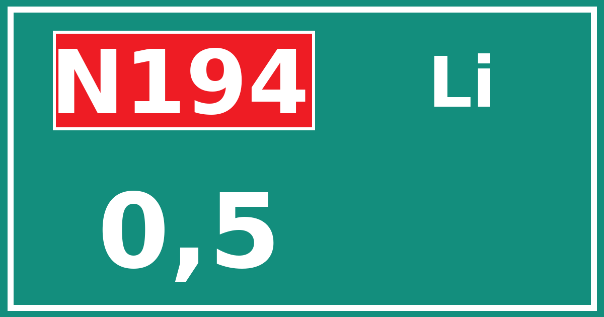 Hectometerbord N194 0,5 zijde Li