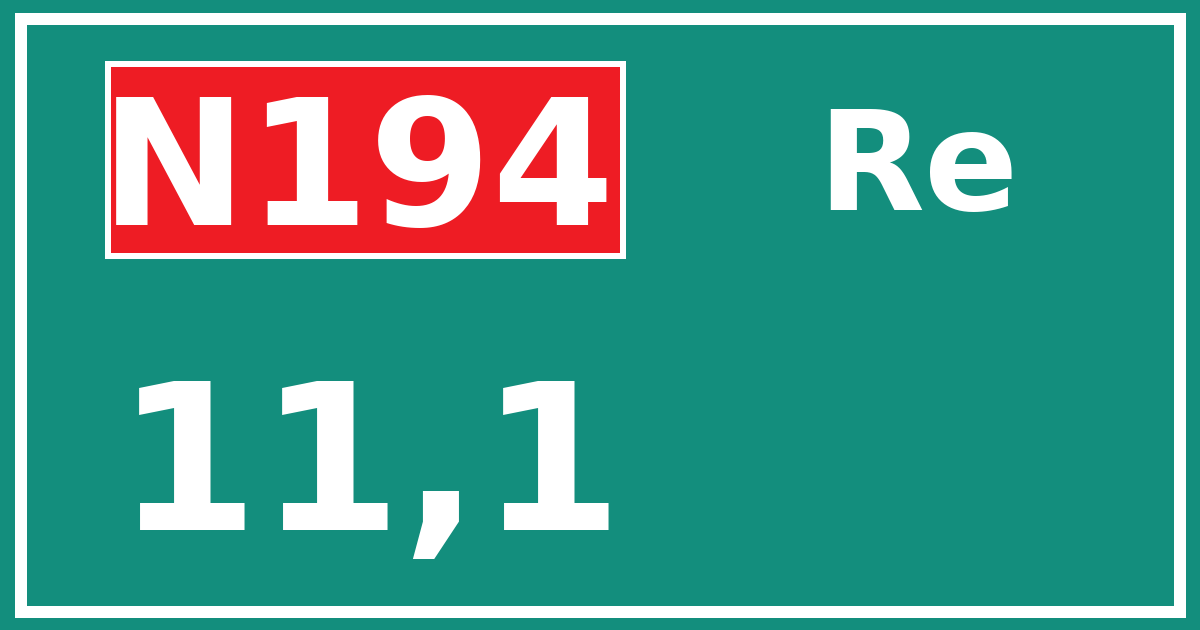 Hectometerbord N194 11,1 zijde Re