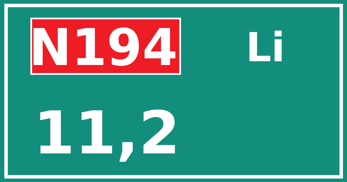 Hectometerbord N194 11,2 zijde Li