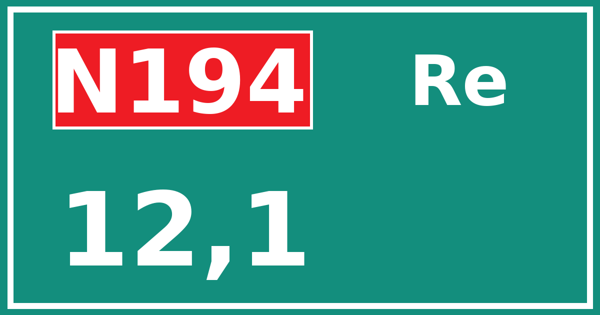 Hectometerbord N194 12,1 zijde Re