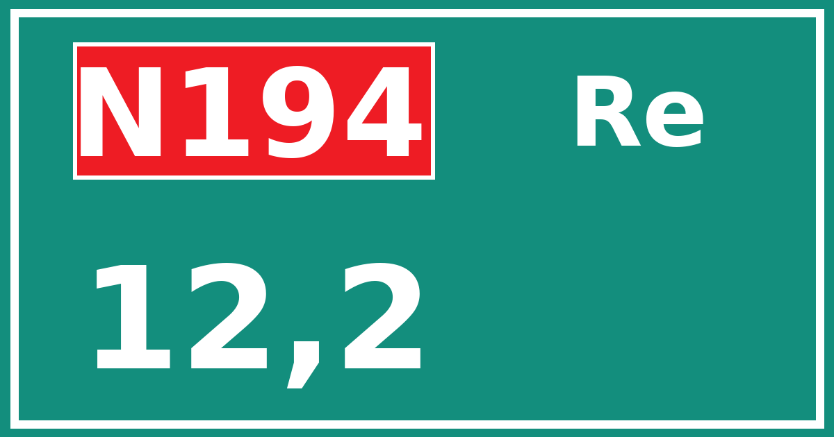 Hectometerbord N194 12,2 zijde Re