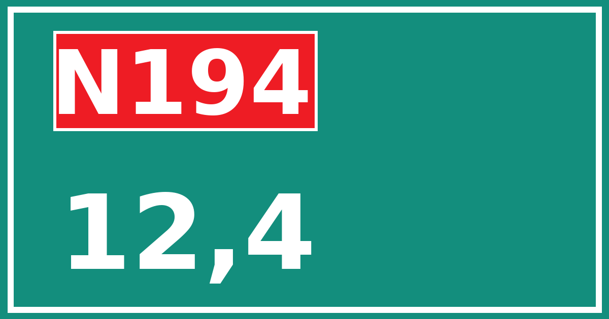 Hectometerbord N194 12,4