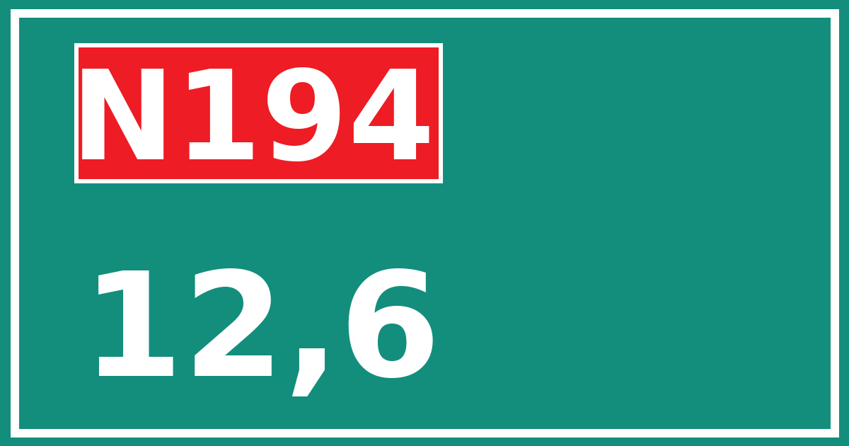 Hectometerbord N194 12,6