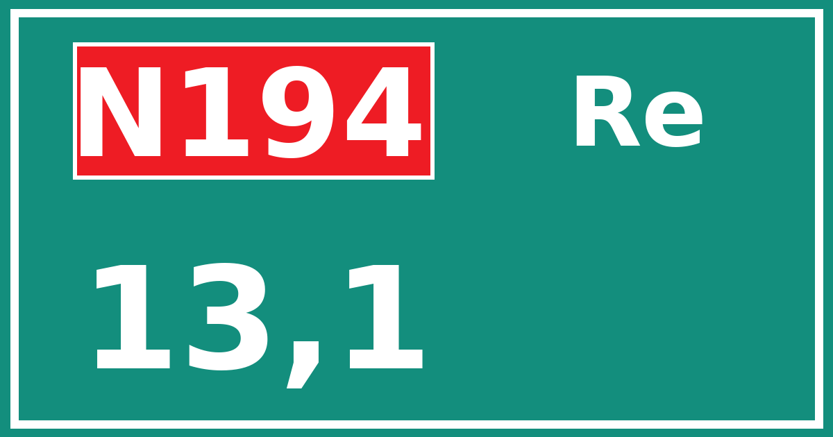 Hectometerbord N194 13,1 zijde Re