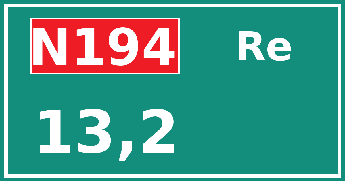 Hectometerbord N194 13,2 zijde Re