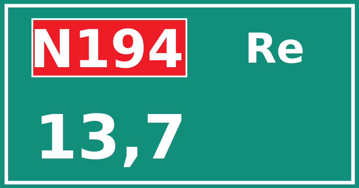 Hectometerbord N194 13,7 zijde Re
