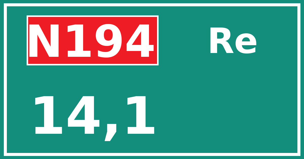 Hectometerbord N194 14,1 zijde Re