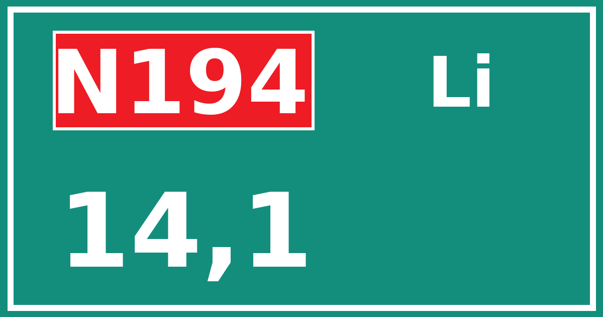 Hectometerbord N194 14,1 zijde Li
