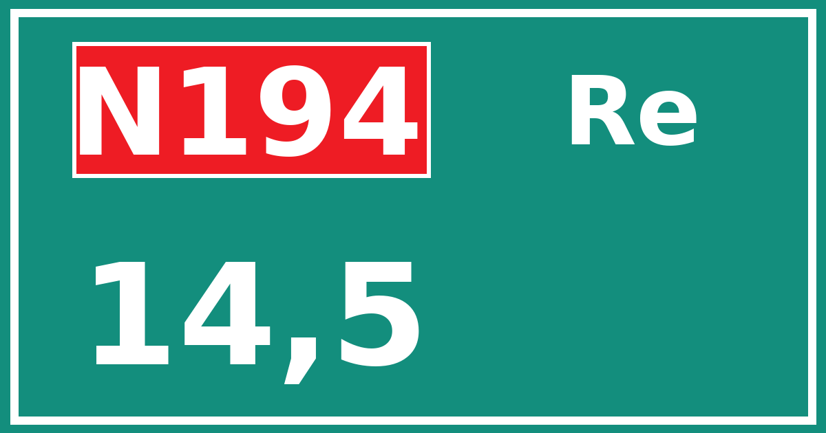 Hectometerbord N194 14,5 zijde Re