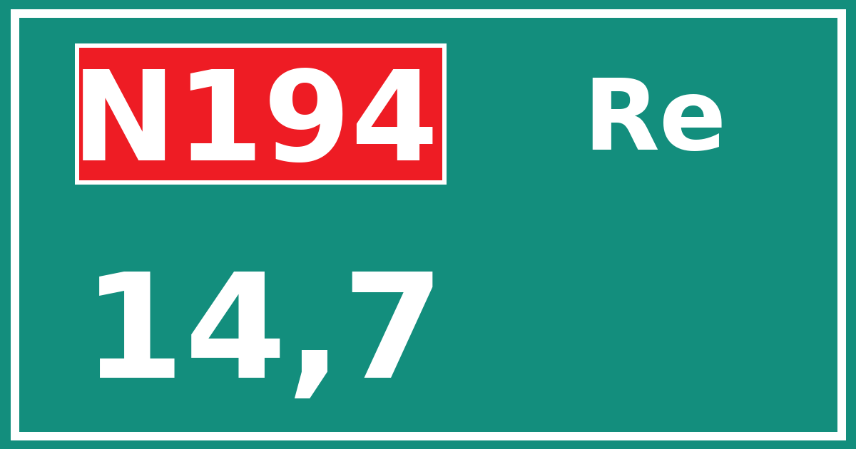 Hectometerbord N194 14,7 zijde Re