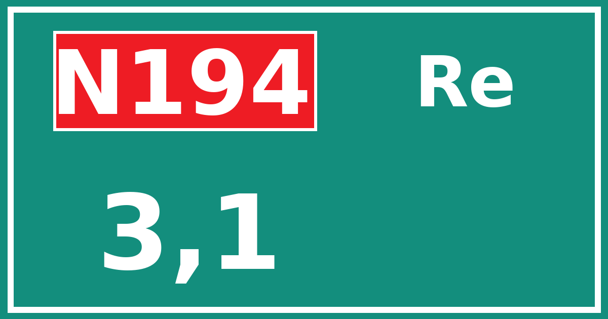 Hectometerbord N194 3,1 zijde Re