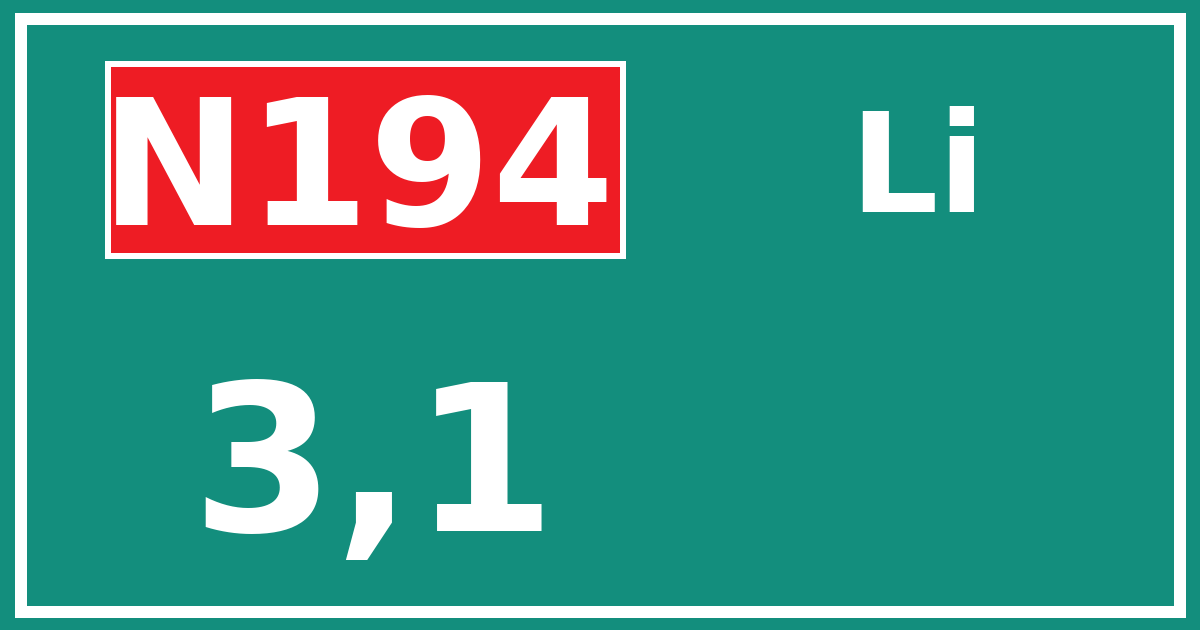 Hectometerbord N194 3,1 zijde Li