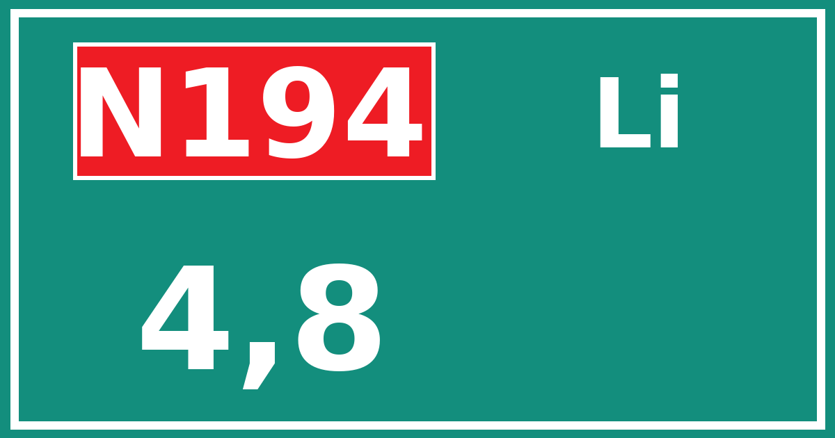 Hectometerbord N194 4,8 zijde Li